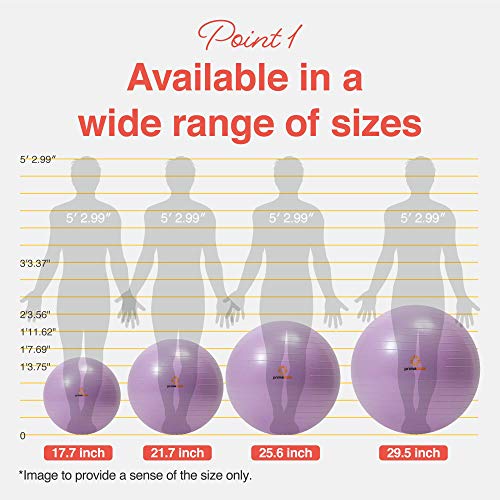 Image of Primasole Exercise Ball for Balance Stability Fitness Workout Yoga Pilates at Home Office & Gym Birthing Ball for Pregnancy, Office Ball Chair