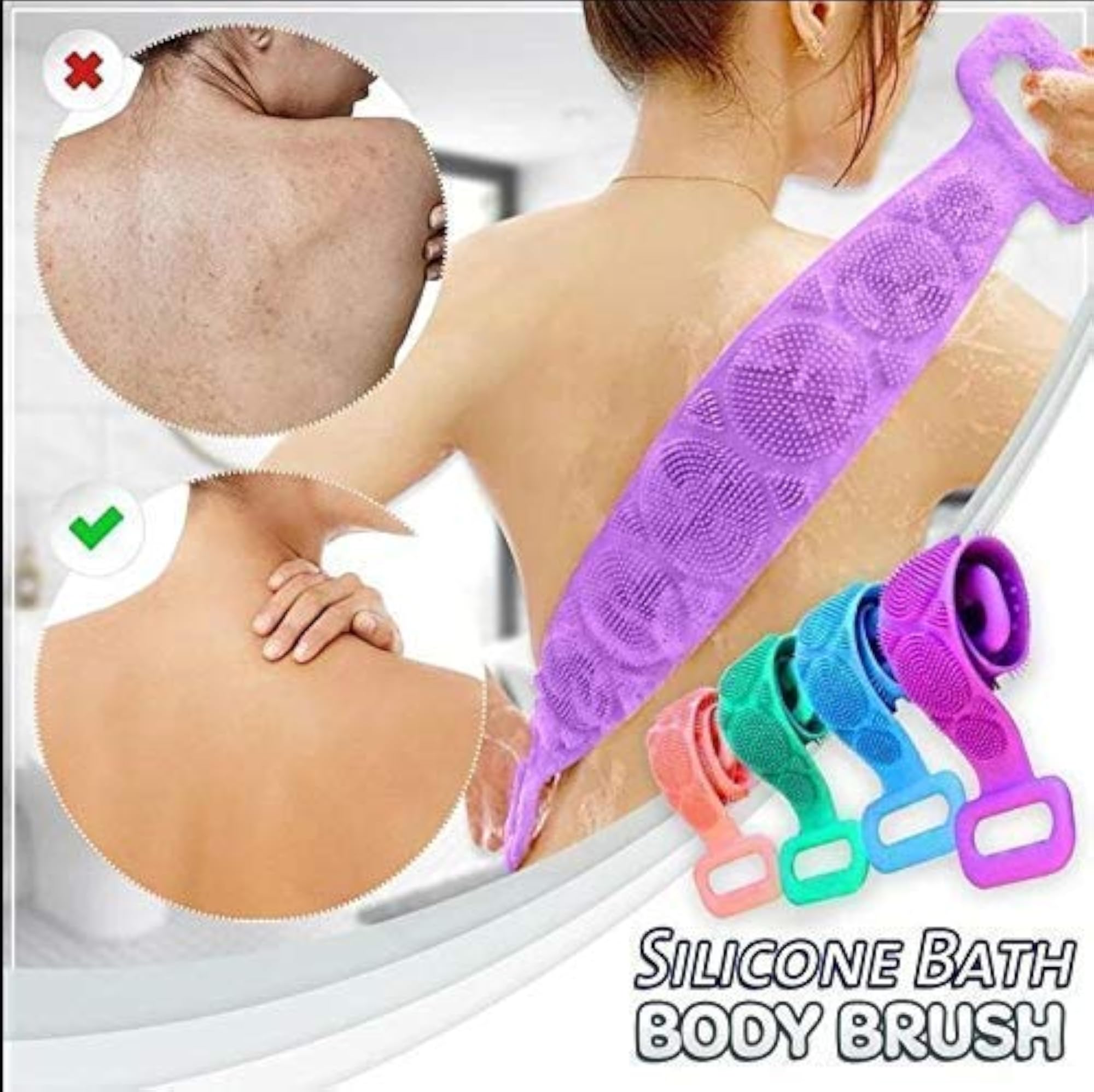 SHREE Silicone Body Back Scrubber, Exfoliating Belt for Shower