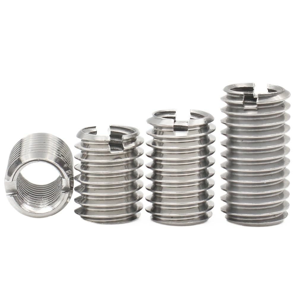 10pcs Stainless Steel Nut Sotted Inside Outside, M2-M12 Self Tapping Thread Insert Adapter Screw Nuts Sleeve Converter Nut(20MM*M4XM10)