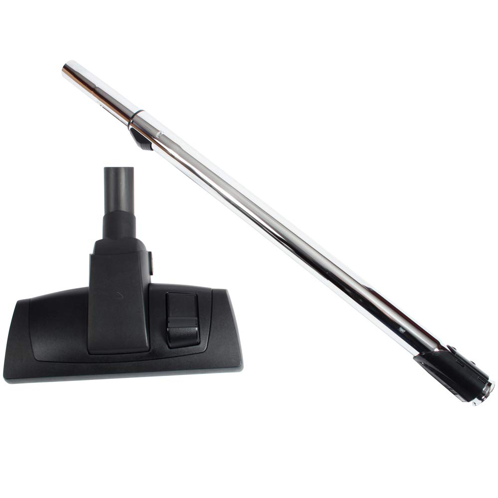 Cen-Tec Systems 95072 Hard Floor and Carpet Vacuum Button Telescopic Chrome, 12" Combination Nozzle w/Locking Wand, Black