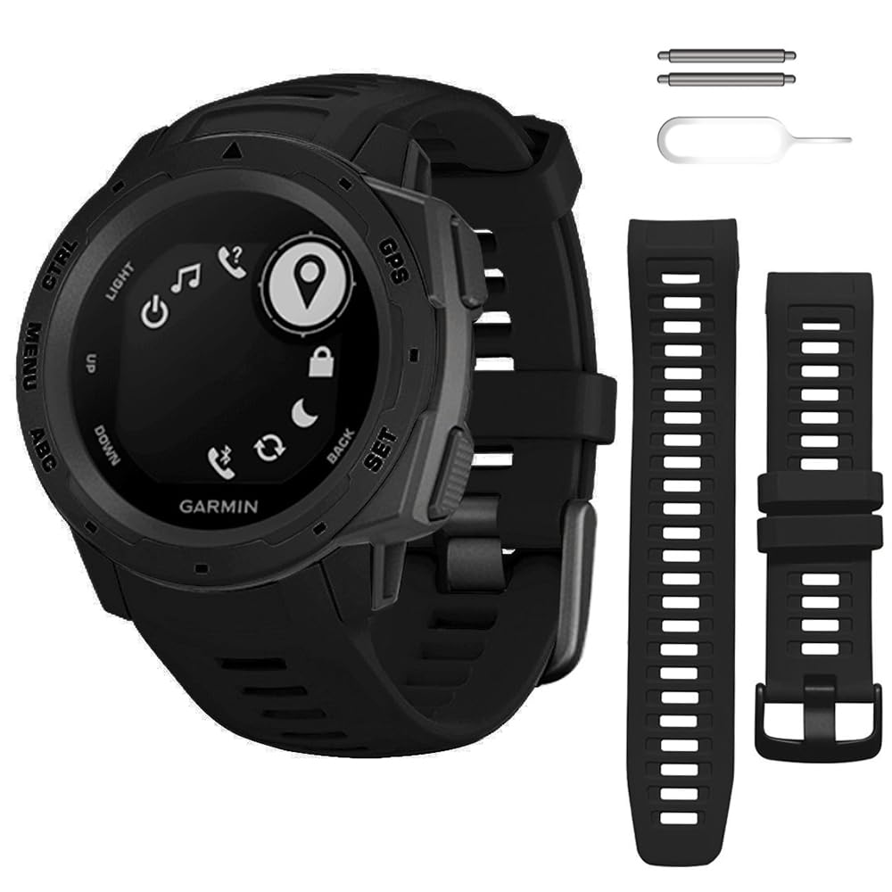 Threeeggs Compatible with Garmin Instinct 2 Replacement Band, Silicone Soft Watch Strap for Instinct/Instinct 2 / Solar/Tactical Smartwatch