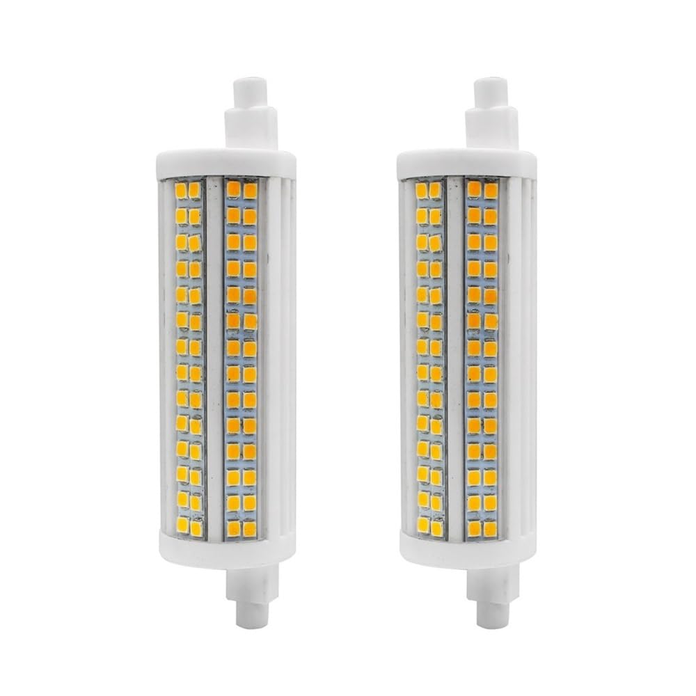 1fortunate Ampoules, Pack de 10, Lampe LED R7S Corm, 118mm 20W 168led-2835SMD AC220V Lampe à Gradation Couvercle Transparent(Warm White)