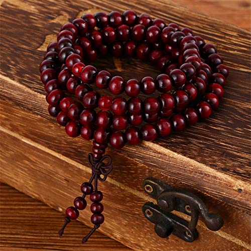 Pulsera clásica de sándalo Natural de 108 Cuentas de 8mm, Pulsera de Yoga con Cuentas de oración de Madera de Buda Budista para Hombres, Collar Unisex de Mala