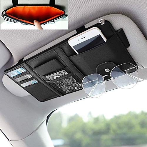 SEMBEM Car Visor Organizer, Auto Interior Accessories, Car Truck SUV Storage Pouch Holder, with Multi-Pocket Net Zipper (Black) by SEMBEM - Image 7