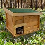 Buystarget Wooden Hedgehog House Protective Hedgehog or Guinea Pig Shelter Box, Outside Habitat House Outdoor Garden, Hedgehog Den for Sleeping, Summer, Nesting, Winter Hibernation Safe & Secure