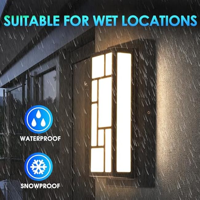 Energetic 5CCT Outdoor Wall Light Fixture 13 Inch Modern 2700K/3000K/4000K/5000K/6500K Black