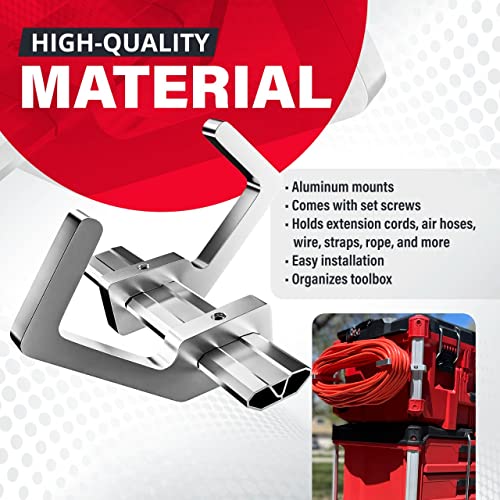 Packout Extension Cord Holder for Alpha Rail System Compatible with Milwaukee Packout Tool Box - Fits Packout Organizers - Perfect Packout Accessories Upgrade & Packout Mods Solution - Silver - Thumbnail 2