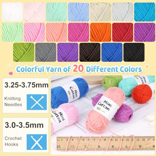 Image of Katech Mini 1OO% Cotton Yarn for Crocheting 20*25g /60yd-Twisted Sport Yarn