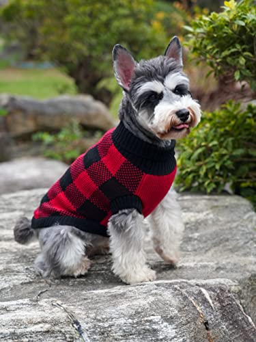 A&L Red Dog Sweater British Plaid Knitted Xmas Holiday Festive Turtleneck Pet Sweater,Large (L) 16 Inch Back Length thumb #6