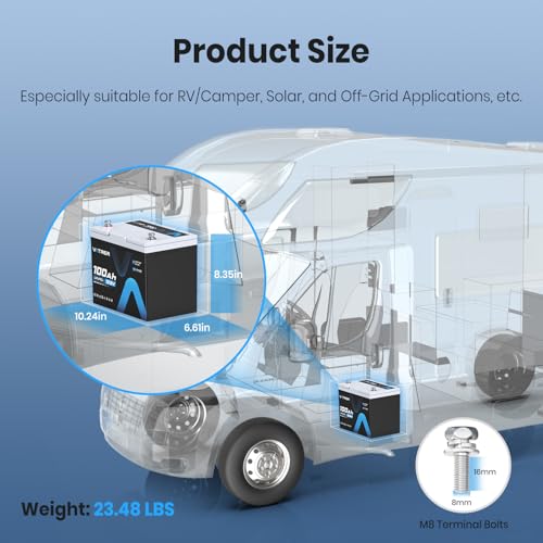 Image of 12V 100Ah Mini (Group 24) Lithium LiFePO4 Battery, Built-in100A BMS, Low Temperature Protection,1280Wh Energy 5000+ Cycles for RV, Boat, Camping, Off-Grid, Solar Energy System