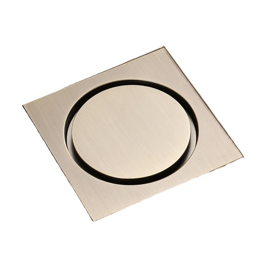 Floor Drain Floor Drain Brass Rose Gold Square 10x10cm Bathroom Shower Waste Grates Strainer Toilet Balcony Water Drains(Antique Brass 051-2)
