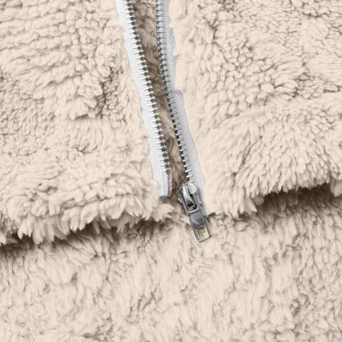 BUERCWS Fuzzy Coats for Women Oversized Fleece Cardigan Casual Hooded Full-Zip Outerwear Jacket with Pockets - image 8