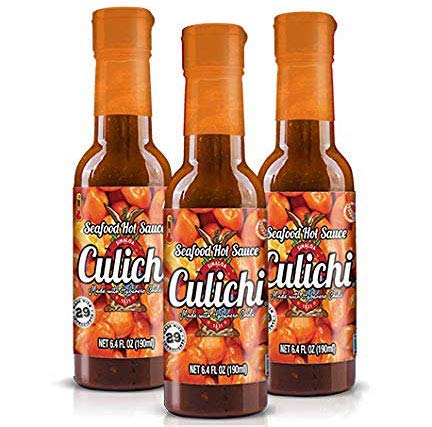 Salsa Culichi (TM) - Salsa oficial de marisco, fabricada con el famoso Habanero Chili (auténtica sal mexicana) (3 botellas)