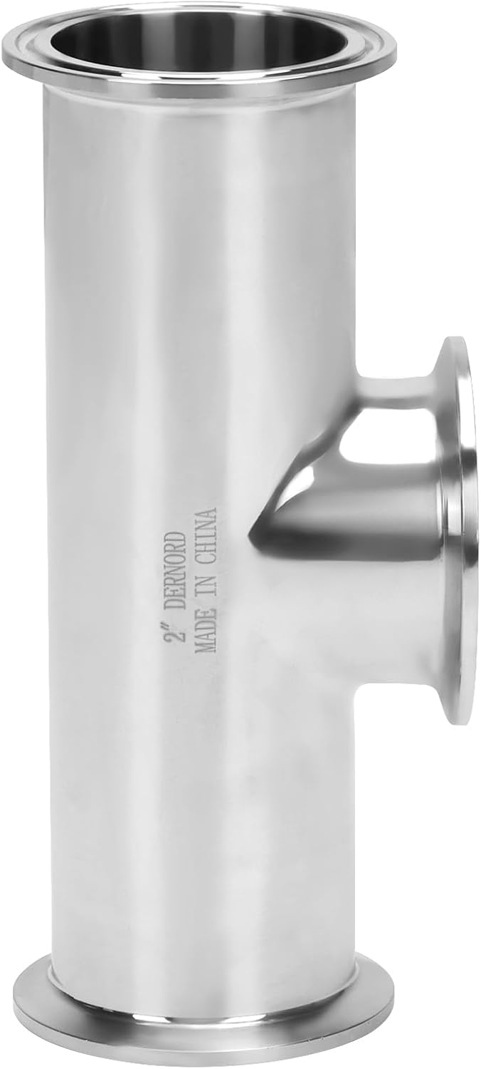 DERNORD 2 Inch Tri Clamp Tee 3 Way Instrument Tee Fittings Stainless Steel 304,51mm Pipe OD for Brewing System