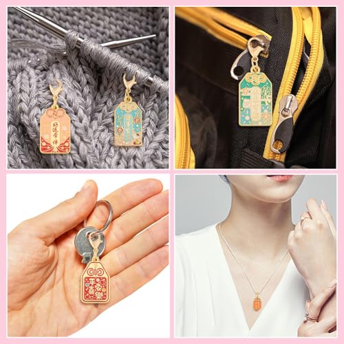 Breloque à clipser Omamori en émail avec fermoir mousqueton - 4