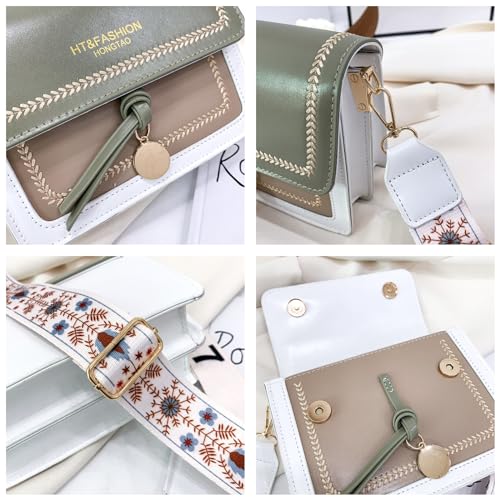 Guitar Strap Color-Block Crossbody Bags for Women Cute Designer Handbags Trendy Cross Body Purse Leather Shoulder Bag4