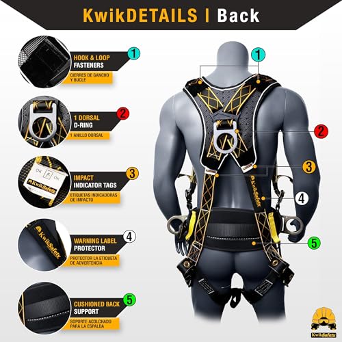Image of KwikSafety - TYPHOON Safety Harness [3 D-RINGS + BACK SUPPORT] Safety Harness Fall Protection Kit, 2025 ANSI Compliant