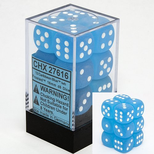 Amazon.com: Chessex Dice D6 Sets: Frosted Caribbean Blue with