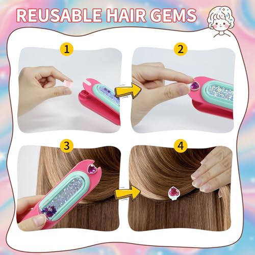 Hair Gem Stamper Kit, Easy DIY Gift for Girls Ages 3-12, Birthday Toy by Yoloflix - Used condition - Image 2