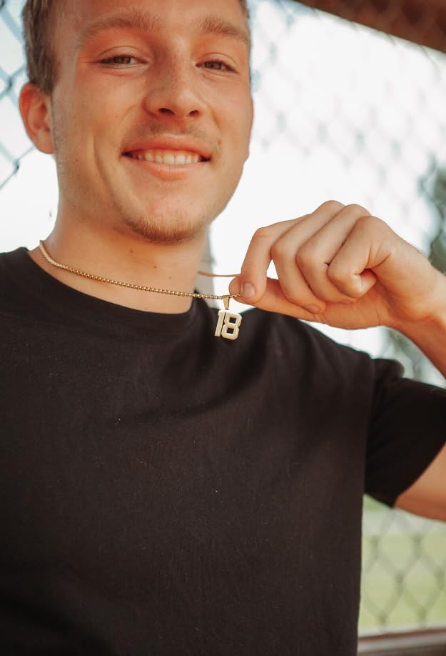 Miniatura 7 de Collares de números personalizados con nombre, collares deportivos personalizados chapados en oro de 18 quilates, dije de número personalizado,