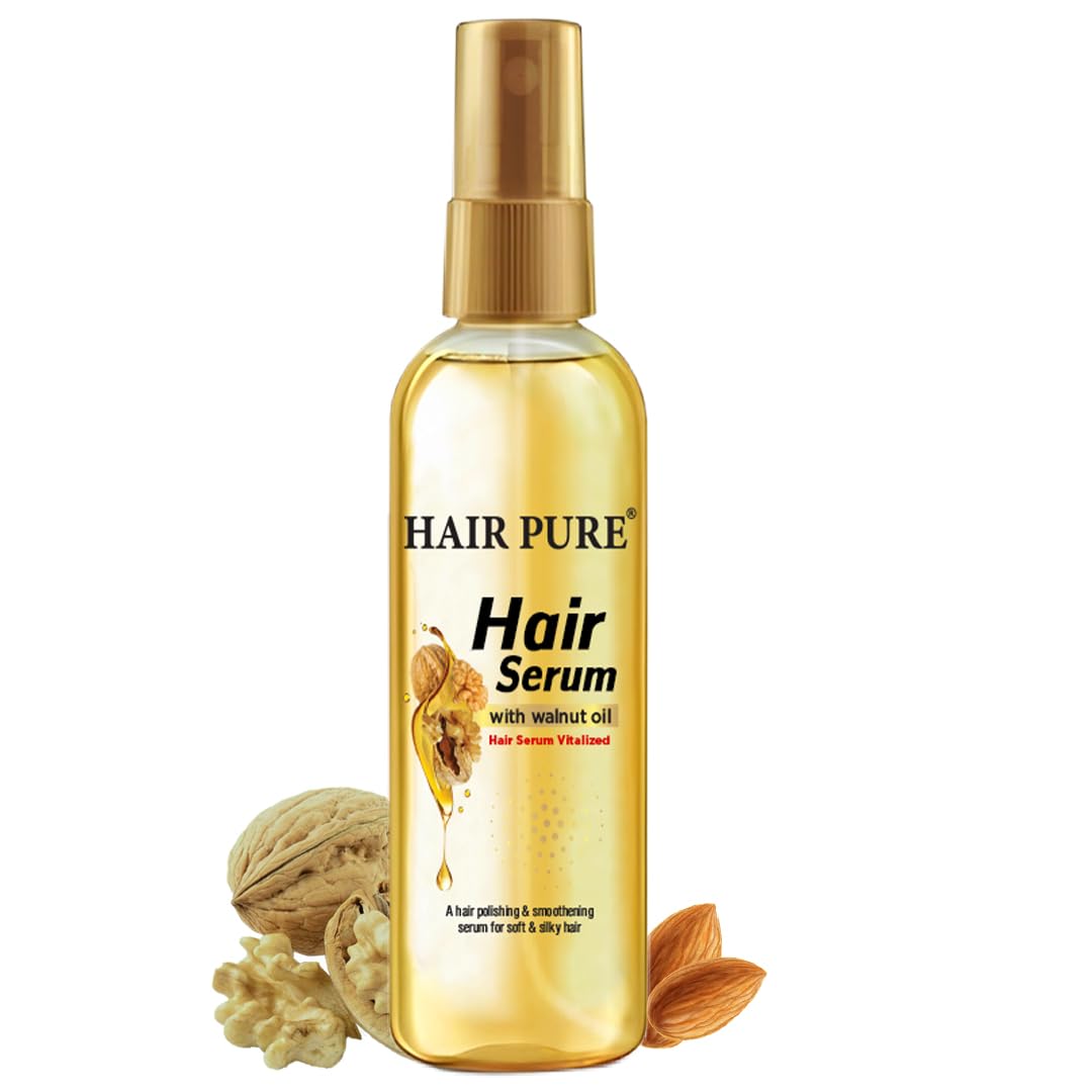 Hair Pure Hair Serum, For Dry & Frizzy Hair | Provides shine, smoothness & damage protection| Leave in serum for women & Men | With Walnut Oil | 100ml-image-1
