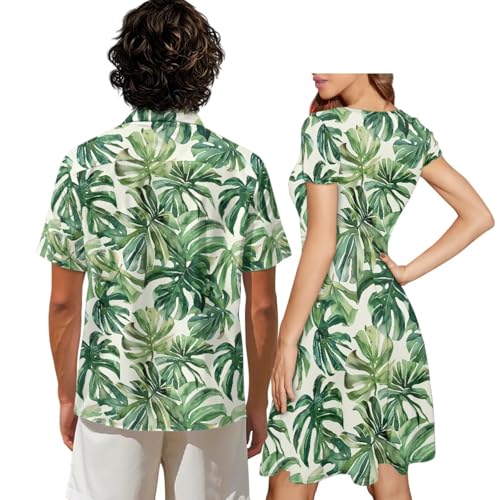 Image of AFPANQZ Couple Matching Outfit Casual Men's Button Down Shirt or Short Sleeve Summer Sundresses Dresses for Women 2026