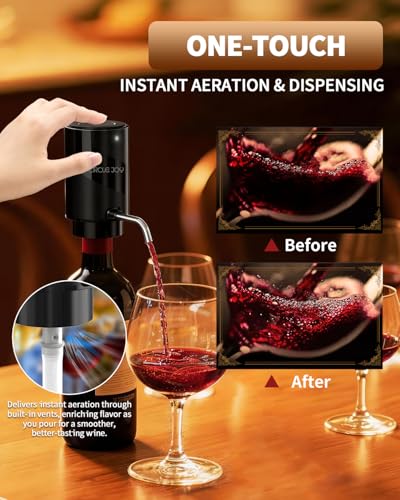 Image of CIRCLE JOY 5-in-1 Electric Wine Bottle Opener Set, Rechargeable Wine Opener Kit, Cordless Wine Gift Set with Foil Cutter, Electric Aerator & Pourer and Vacuum Stopper for Wine Lovers, Black