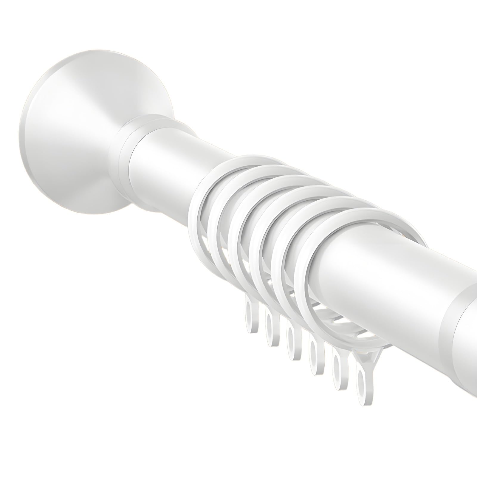 GLDYTVF Adjustable Telescoping Curtain Rod No Drill 40-500 cm Heavy-Duty for Large Windows Fits Grommet & Tab-Top Curtains (White 142"-177") - Easy Install Sturdy Design