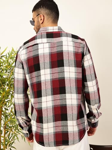 Image of Thomas Scott Men's | Checks | Full Sleeve | Oversized Fit | 100% Cotton | Button Down | Single Pocket | Casual Shirt