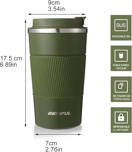 Miniatura 2 de GEMFUL To Go - Taza de café con tapa, tazas de café aisladas de 17 onzas, a prueba de derrames, taza de café de viaje a prueba de fugas, taza de