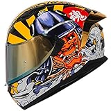 HAX Obsidian Full Face Dual Visor Adult Motorcycle Helmet for Motorbike Street Bike with Pinlock Ready DOT Approved Samurai Gold M