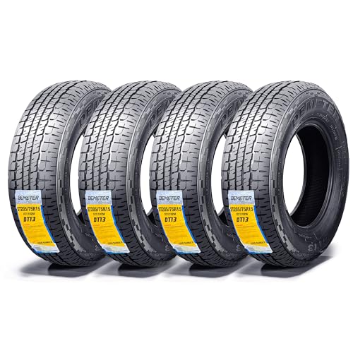 DEMETER Set 4 Radial Trailer Tires 205/75R15,Heavy Duty ST 205/75R15, 8 Ply Load Range D All Season Traction
