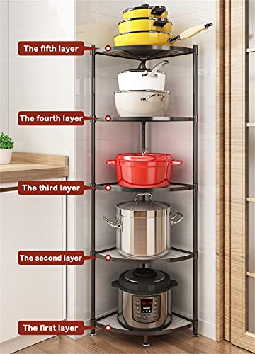 Zigama 5-Tier Kitchen Pot Rack, Multi-Layer Corner Shelf Stand Metal Shelves For Kitchen #TOP6