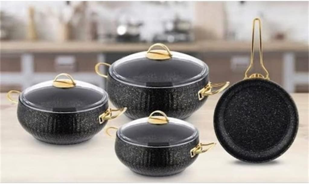 Cookware Pots And Pans 7 Piece Set With Granite Lid Coating Accessories Kitchen Nonstick