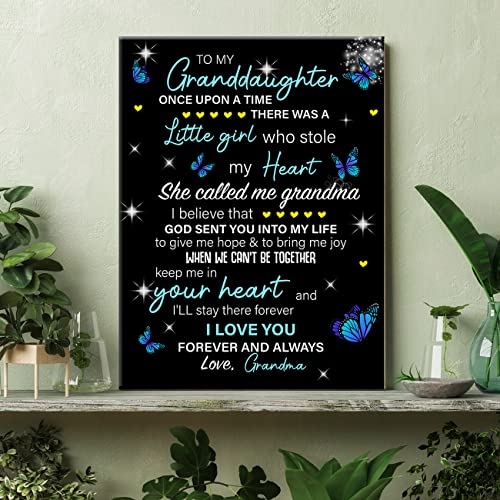 Moiol Canvas Wall Art For Granddaughter Gift, To My Granddaughter From Grandma Nana I Love You Forever And Always Print Framed Poster 12 X 15 Inch Painting Decoration For Home Bedroom #TOP3