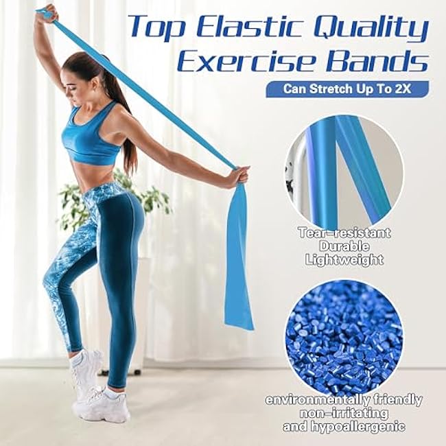 5 Pcs Resistance Bands for Working Out, Latex Free, Physical Therapy Bands, Exercise Bands Set for Stretching, Suitable for Rehab, Yoga,Pilates, Home Gym