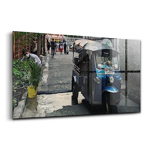 Verre d'art pour l'intérieur 120x60cm Wallfluent Tuk Tuk moderne