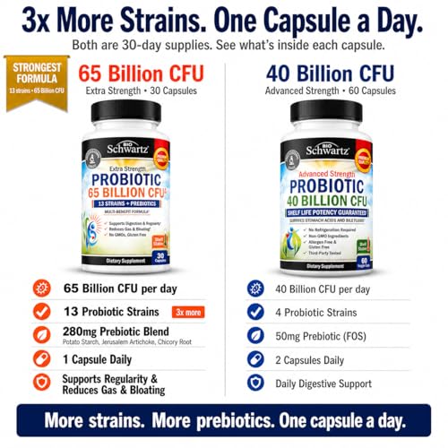 Image of Probiotic 65 Billion - Probiotics with Prebiotic for Women & Men - Lactobacillus Acidophilus Digestive Health Capsules - Targeted Release Technology - Shelf Stable Supplement Non-GMO Dairy Free-30ct