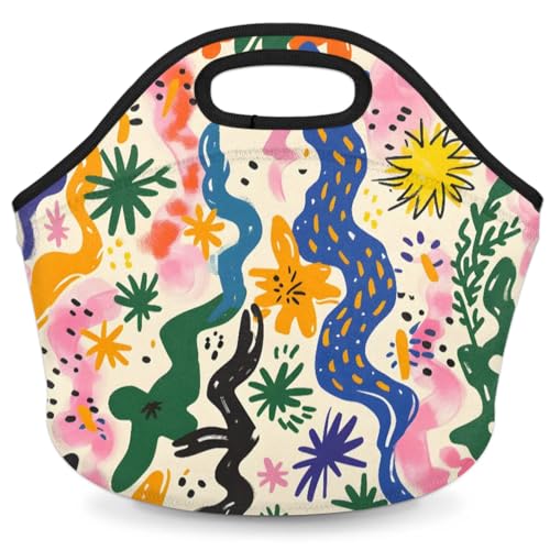 MARYHFENVA Neoprene Lunch Bag Insulated Lunch Box Cooler Lunch Tote Travel Picnic Bags Organizer Lightweight and foldable