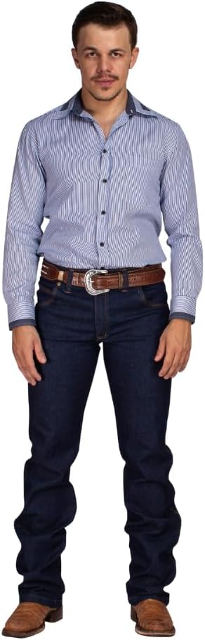 Calça Jeans Masculina Country Barra Reta Confortável Elastano/Lycra Resistente Rodeio, Cowboy, Vaqueiro, Montaria 34 ao 48
