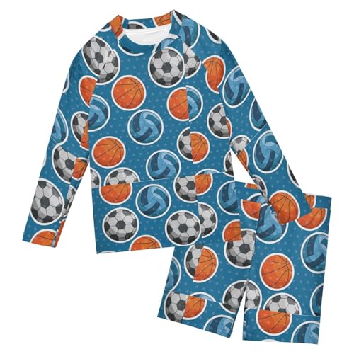 Manga larga y protección UV en traje de baño infantil Blue Basketball 2026