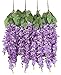 Duovlo Silk Wisteria Flower Artificial 2.13 Feet Hanging Wisteria Vine Fake Flower Bush String Home Party Wedding Decoration,Pack of 4 (Purple)