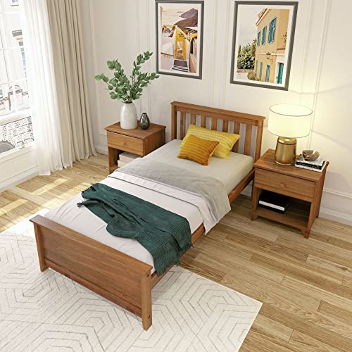 Plank+Beam Solid Wood Twin Bed Frame, Platform Bed with Headboard, Pecan by Plank+Beam - Image 4