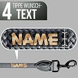 Personalisierte Hundeleine 1,2 m oder 1,7 m Länge (leicht dehnbar) extrem hochwertig verarbeitet | Tauleine für Hunde | Führleine mit Namen (ANTHRAZIT, 170 cm)