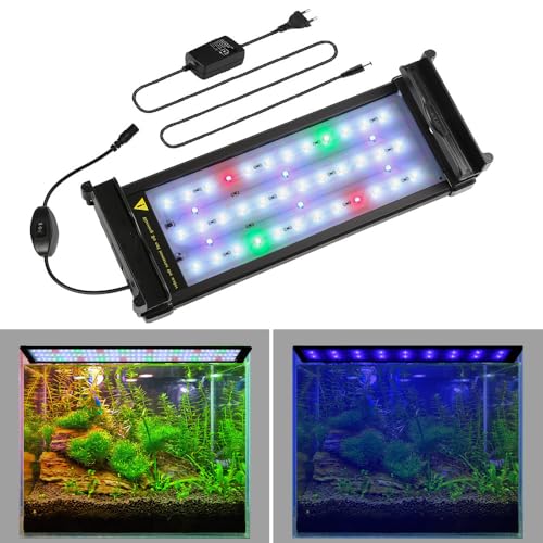 Lampe LED aquarium variable 10W rouge vert bleu avec support réglable 30 cm