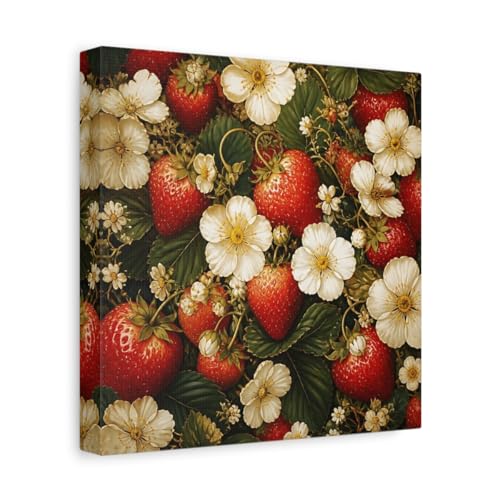 Toile fraises réalisme obscur décoration murale haut de gamme 25x25 cm