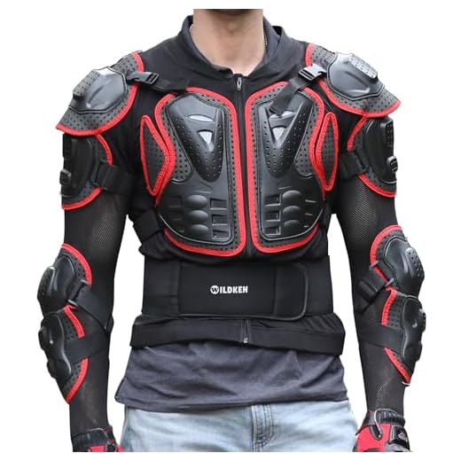 WILDKEN Chaqueta de Protección para Motocross Motos Ropa Protectora de Cuerpo Armadura Completo Profesional de Motocicleta Deportiva para Hombres Columna Vertebral Hombro Mujer Pecho (Rojo, 2XL)