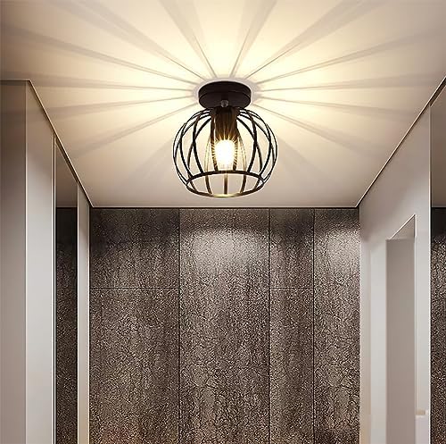 Goeco Plafonnier Industriel Vintage, Noir Luminaire Plafonnier Mé...