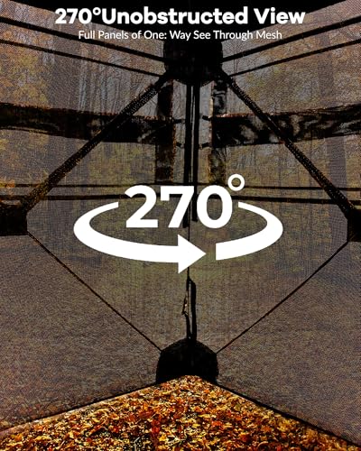 Hunting Blind, Pop Up Ground Blinds with 270° See Through Windows and Silent Magnetic Door, Lightweight for Outdoor Hunting