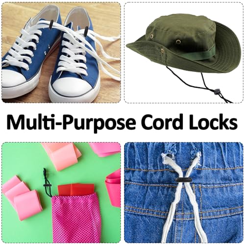 Apausvcm 10Pcs Shoe Lace Tie Locks, Plastic Cord Locks Double Hole Drawstring Stopper Fastener Black Spring Cord Lock for Shoelaces Drawstrings Paracord Clothing Bags Sweatpants Hats - Image 6